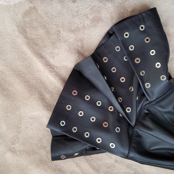 ESCADA BLACK LEATHER BELL BOTTOM PANTS - Picture 3 of 14